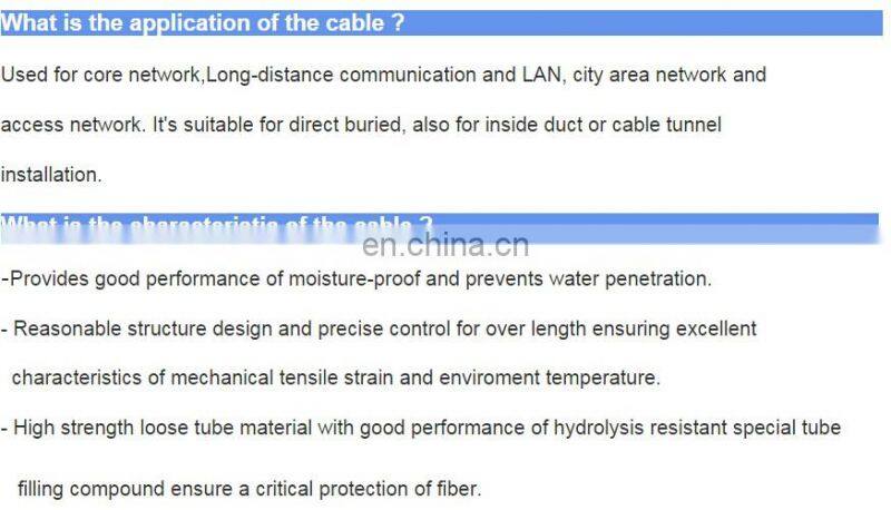 Fiber GYFTY 24 Core Single Mode Fiber Optic Cable Aerial