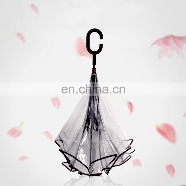 Creative Transparent Reversible Rain Umbrella with Logo Prints