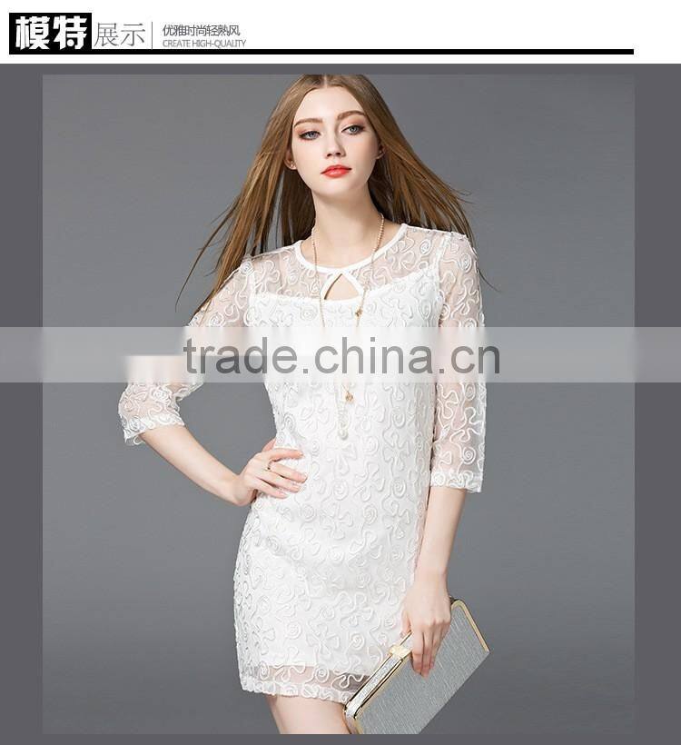 2017 hot new lace three-quarter sleeve dress for summer and autumn