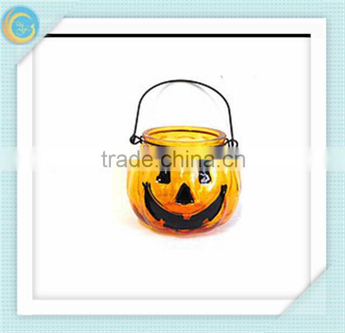 hanging pumpkin glass candle holder