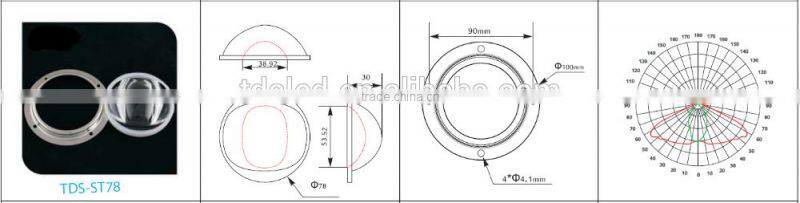 30W 50W 100W cob Led optical glass lens for street light