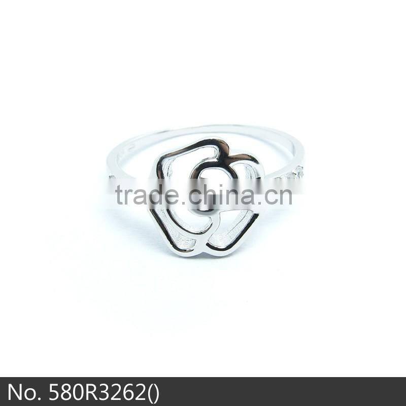 The new pave setting 925 silver female ring Camellia tail ring