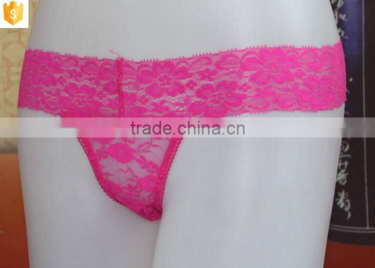 Full lace panty thong,sexy lace pink g-string nighty