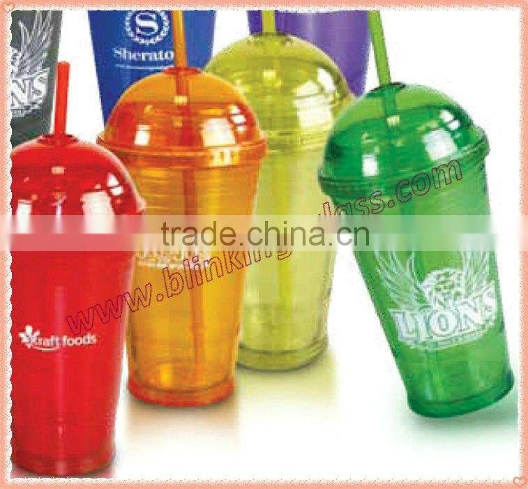 HOT! Highest quality food grade plastic cup with straw
