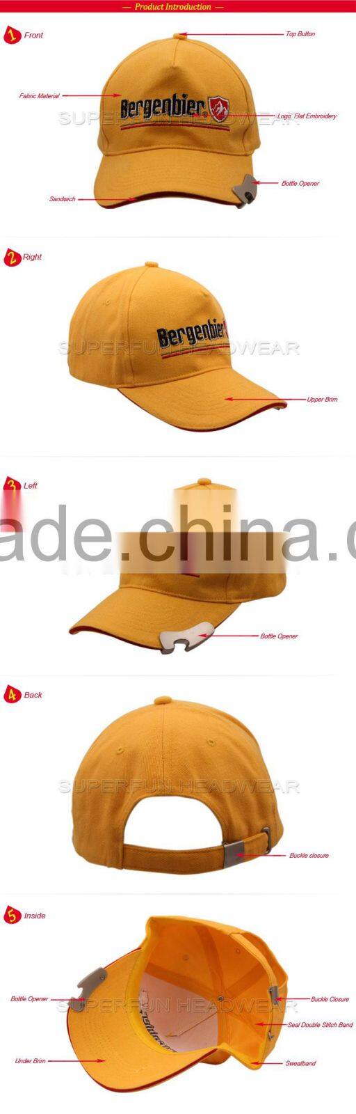 custom promotional baseball cap with bottle opener