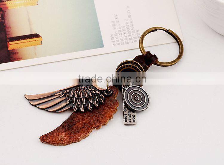 Custom Made Leather Keychain Genuine Leather Keychain with Metal Shield