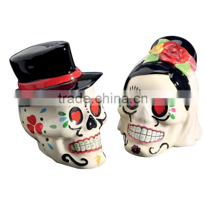 Zombies Magnetic Ceramic Halloween Salt and Pepper Shakers