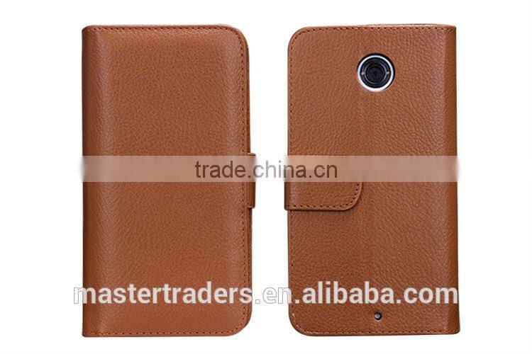 Cheap Multi Function Litchi Grain Stand Wallet PU Leather Case With Card Slot And PC Back Cover For Google 6 MT-3690