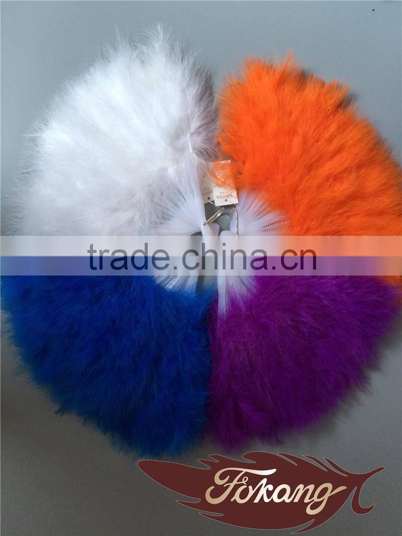 Orange Big Turkey Feather Marabou Hand Fan For Party Dance Decoration