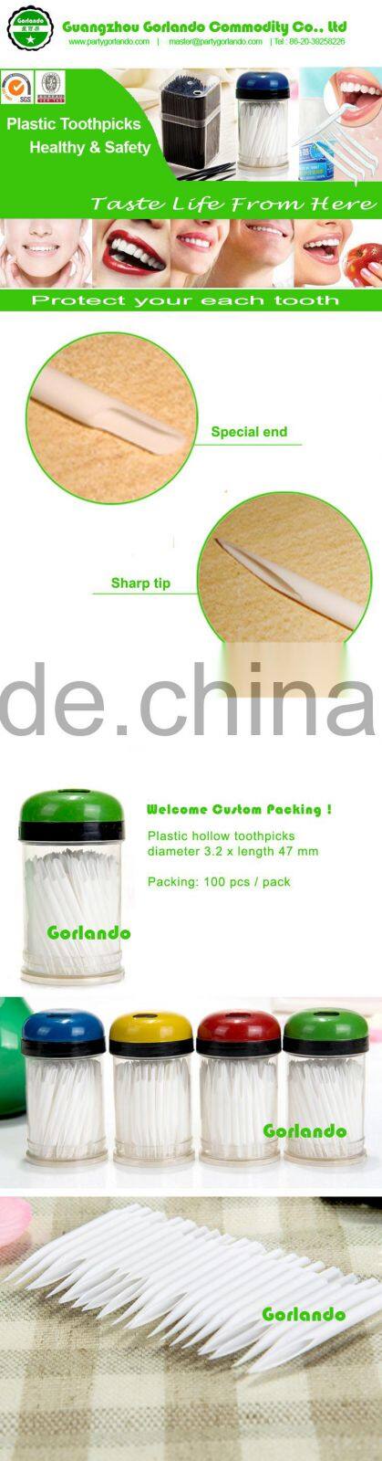 Dental white hollow plastic toothpicks