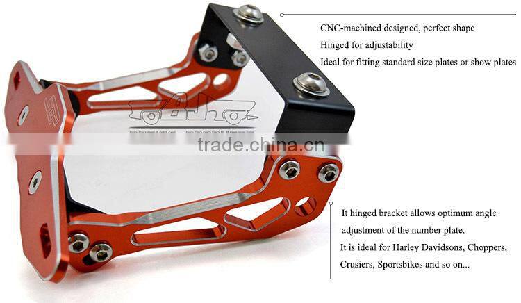 BJ-LPL-030-OR Guangzhou Aaccessories Motorcycle CNC Billet Aluminum Motorcycle Licence Plate Cover