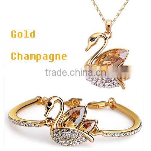 platinum wholesale crystal dream swan jewelry 18 carat gold jewelry sets