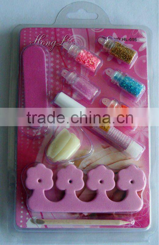 nail art stamping plates/set, fashional nail art set (HL-056) with flakes/glitter powder/flitter/mini beads mix + nail file/tip
