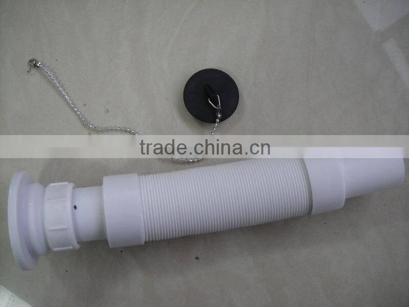 PP flexible basin waste hose/plastic sink drain hose with steel wire/pvc retractable hose for bathroom/chrome coated waste hose