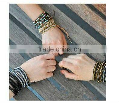 Bulk blue cheap braided wide leather bracelet with gemstone stone