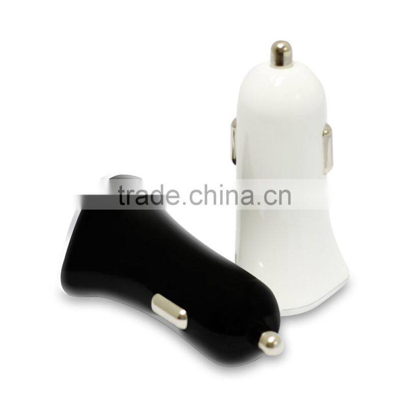 Black White 2 port USB 5V 4.8A 3.4A 2.4A Dual Car Charger adapter with good quality