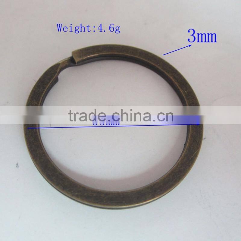 Fashion High Quality Gift Metal Flat Antique Brass Split Key Ring in Bulk Sellling