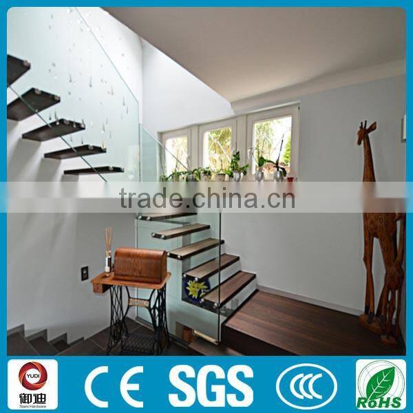 stainless steel floating wood tread stairway loft stairway