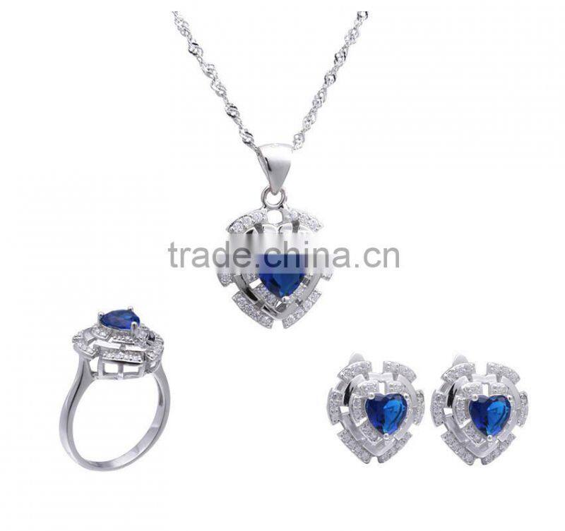 hot sale fashion 925 silver crystal jewelry set