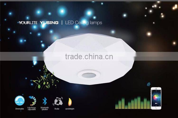 24W Modern Surface Mounted Dimmable RGB Lamp Fixture Round Color Changing LED Ceiling Light With Sleep Timer Bluetooth Speaker