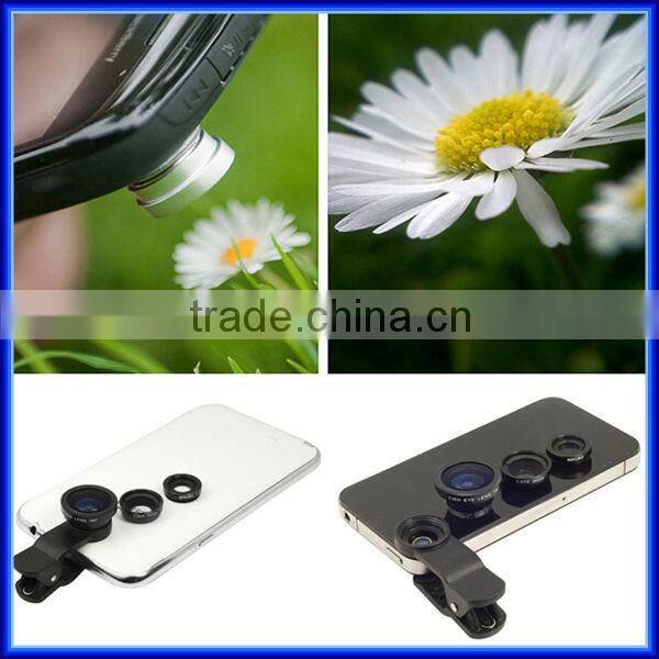 Top product Universal Clip Lens Mobile Phone lens 3 in 1 Lens 180 Degree Fish Eye