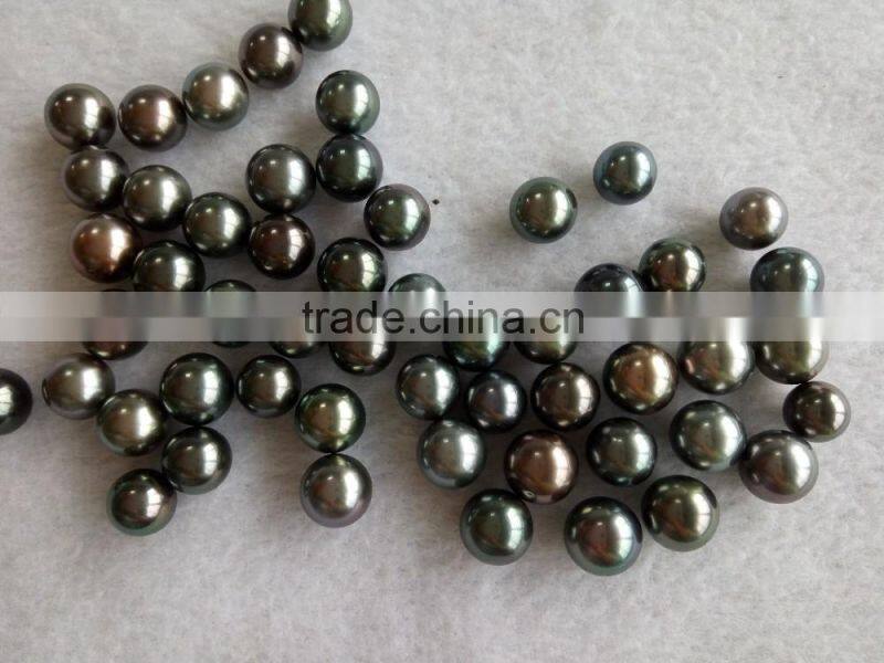9-10mm AAA black tahitian pearls wholesale perfect round high luster no hole