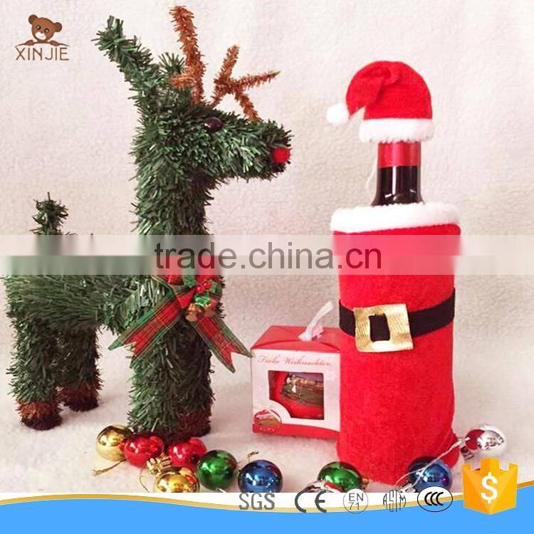 christmas decoration samll santa hat wine holder with wine bottle cover