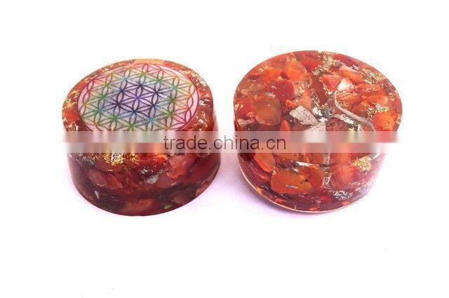 Carnelian Flower Of Life Orgonite Energy Tower Buster : Energetic Space Protectors