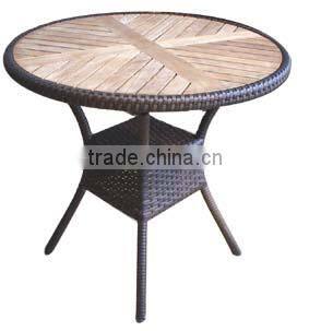teak table top outdoor rattan table in different shape & size