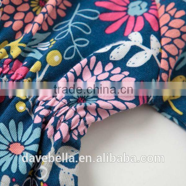 DB799 dave bella 2014 fall/winter printed long sleeve baby clothing sets for girl wholesale printed sets baby clothing sets