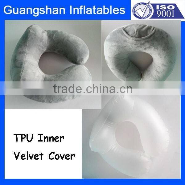 travel accessories velet cover durable inflatable luxury travell neck pillow