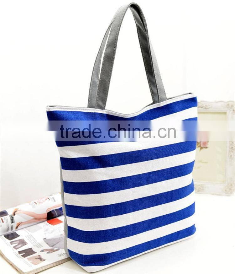 blue white striped canvas bag wholesale
