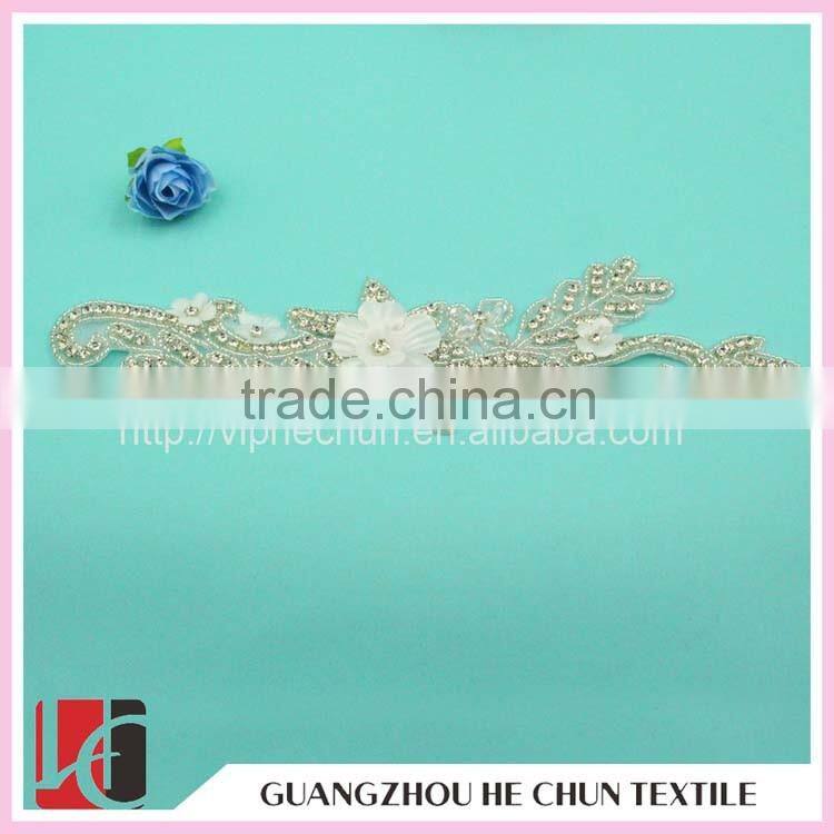 HC-2114 Guangzhou Bulk Sale Czech Crystal Beaded Appliques,Wholesale High Quality Hot Fix Rhinestone Bead Applique