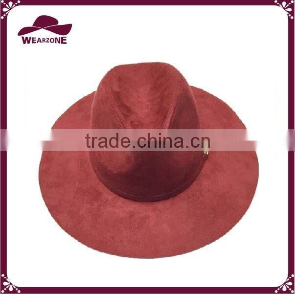 2016 hot selling faux suede panama hat with chain trim