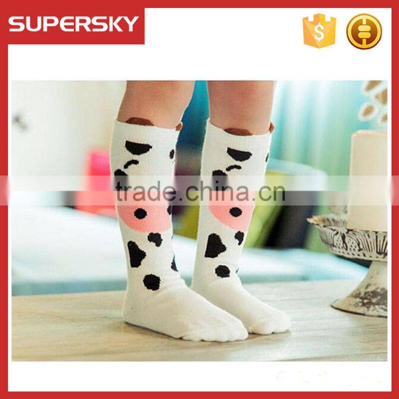 A-270 Girl Cute Animal Socks Kids Cow Animal Boot Socks Cow Deisgn Children Knee Socks