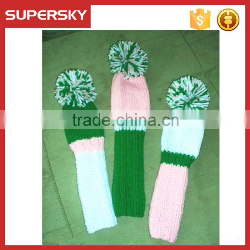 F552 Custom Handknit Hybrid Golf Club Covers stripe pattern