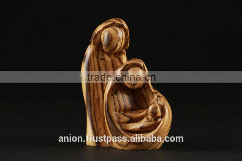 Olive Wood Composition Carved Holy Family Small Size
