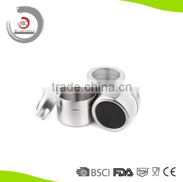 Hot sell stainless steel magnetic spice rack magnetic spice jar magnetic container set of 6