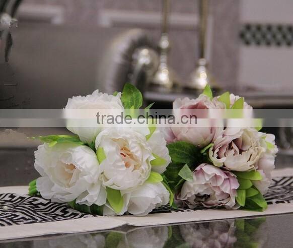 High Quality silk flower Artificial Peony Flowers Fake Leaf Wedding Home Party Decoration Bouquet