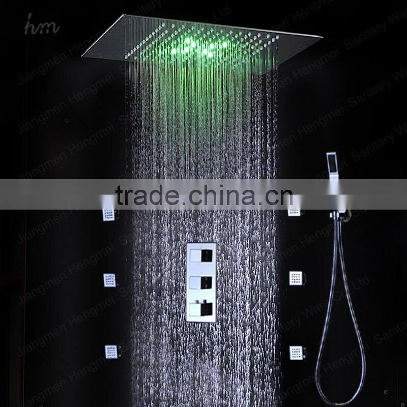 European shower jet system 360*500mm wall panel embeded ceiling rainfall shower head set with body jet