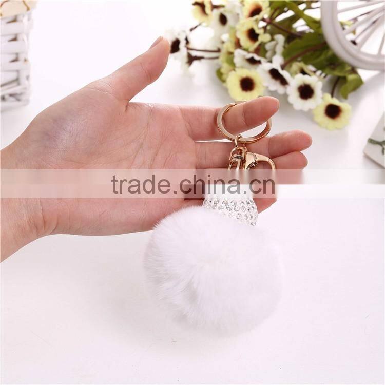 Royal Blue Rabbit Fur Pompom Valentine's Day Gift Keychain