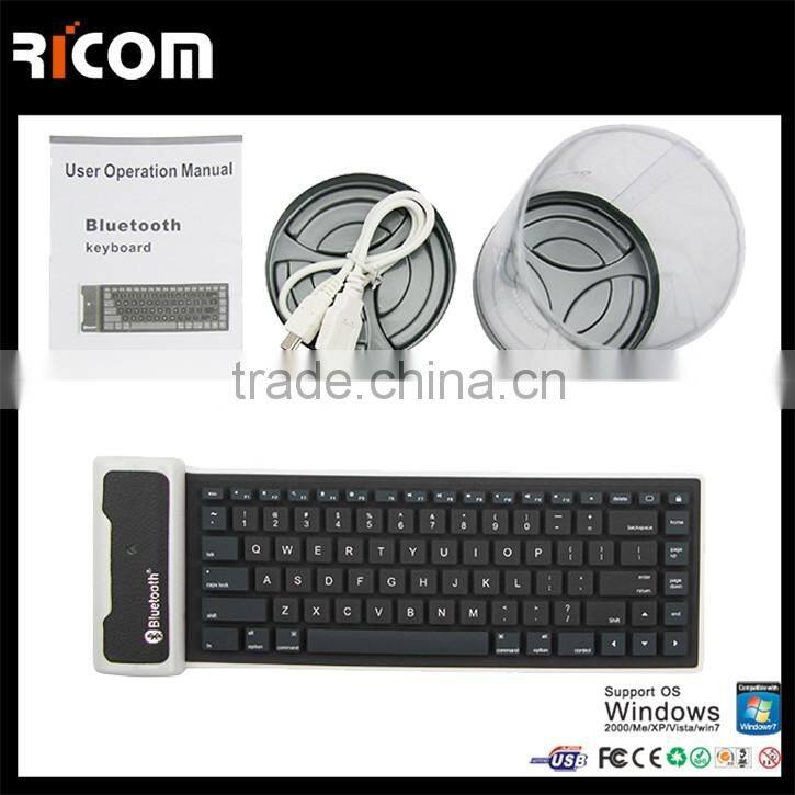 85keys waterproof flexible bluetooth keyboard for ipad,roll-up Flexible Silicone Keyboard---SKB-212--Shenzhen Ricom