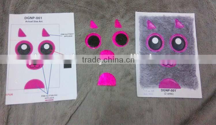 Embroider applique LOVE customized plush notebook fabric notebook