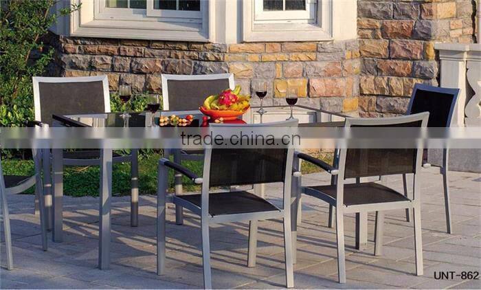 7pc outdoor aluminum dining table and chair