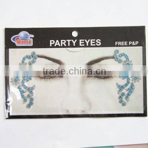 Custom amazing sexy crystal stone eye sticker glitter makeup jewellry face sticker eye decoration factory