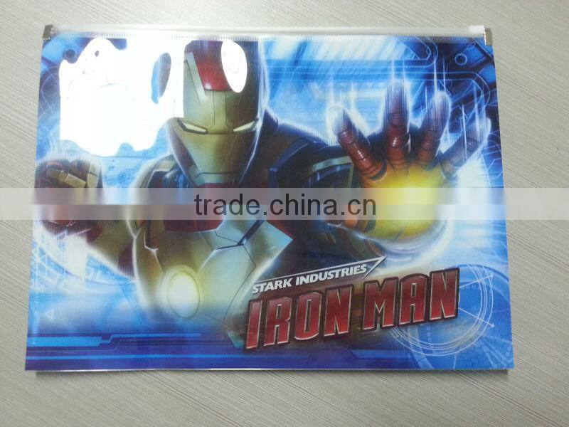 zipper bag,school design A4 zipper plastic bag