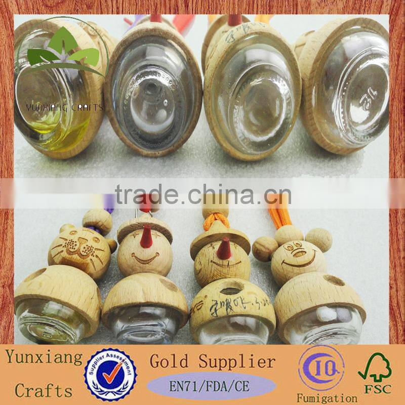 Eco Hanging Glass Bottle with Wood Cap Air Freshener Car Perfume