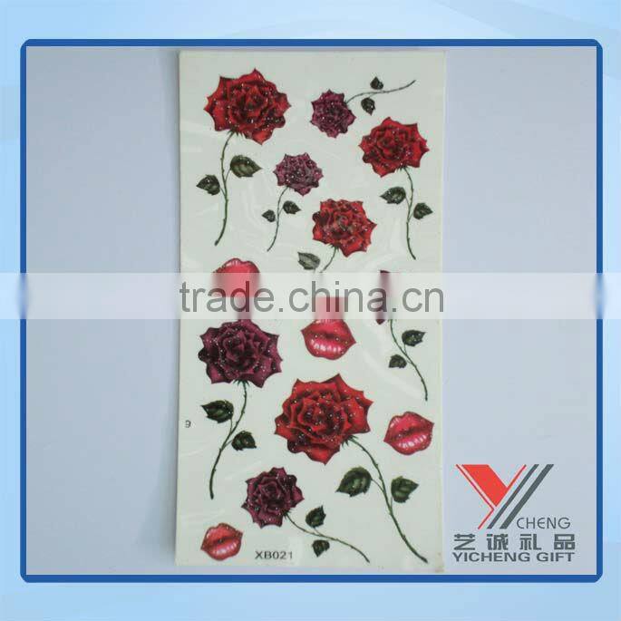 2015 new design Water transfer temporary metallic tattoo sticker for luxury woman