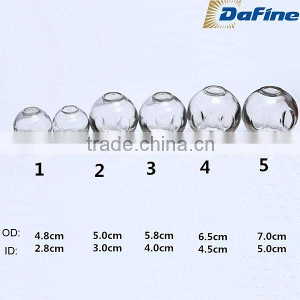 Hot sale five styles of clear chinese glass cupping jars sets for massage wholesale
