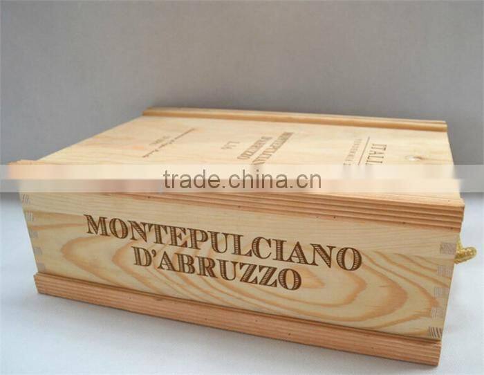High quality slide top 2 bottles wooden wine box,hot sale wood slide box